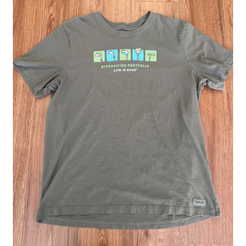 Life is Good Mens XL Crusher Tee Diversified Portfolio Golf Graphic T-Shirt
